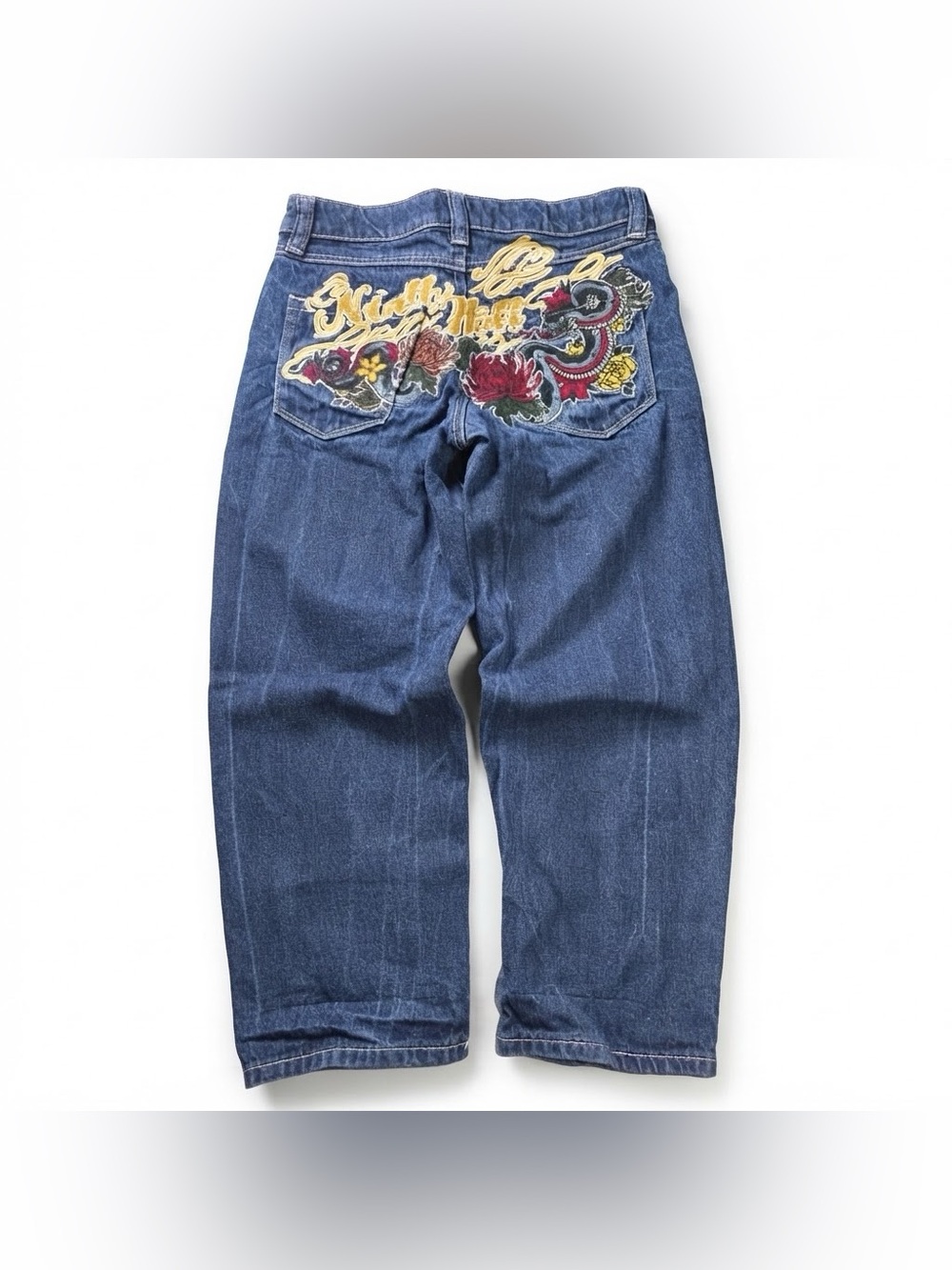 Ambush 24 Y2K Embroidered Baggy Jeans Dark Blue Size 24